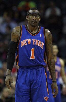 CHARLOTTE, NC - NOVEMBER 24:  Amare Stoudemire #1 of the New York Knicks during his game against the Charlotte Bobcats at Time Warner Cable Arena on November 24, 2010 in Charlotte, North Carolina.  NOTE TO USER: User expressly acknowledges and agrees that