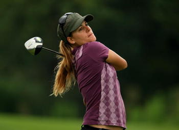 SUN CITY, SOUTH AFRICA - JANUARY 18:  Paula Marti Zambrano of Spain tee's off at the 2nd during the first round of the Women's World Cup of Golf at The Gary Player Country Club on January 18, 2008 in Sun City, South Africa.  (Photo by Richard Heathcote/Ge