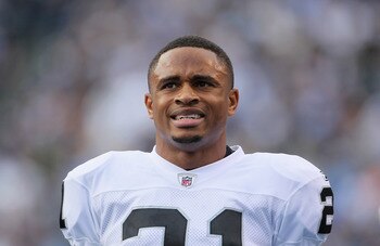 SAN DIEGO - DECEMBER 05:  Nnamdi Asomugha #21 the Oakland Raiders looks on from the sideline against the San Diego Chargers at Qualcomm Stadium on December 5, 2010 in San Diego, California. The Raiders defeated the Chargers 28-13.  (Photo by Jeff Gross/Ge