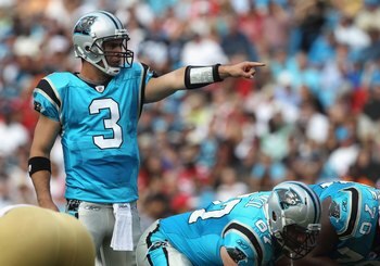 CHARLOTTE, NC - OCTOBER 24:  Matt Moore #3 of the Carolina Panthers against the San Francisco 49ers during their game at Bank of America Stadium on October 24, 2010 in Charlotte, North Carolina.  (Photo by Streeter Lecka/Getty Images)
