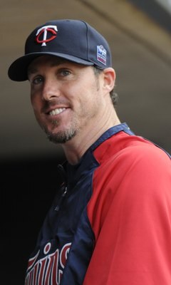 MINNEAPOLIS, MN - MAY 26: Joe Nathan #36 of the Minnesota Twins in the dugout in the eighth inning against the New York Yankees during the game on May 26, 2010 at Target Field in Minneapolis, Minnesota. The game was suspended due to rain after the fifth i