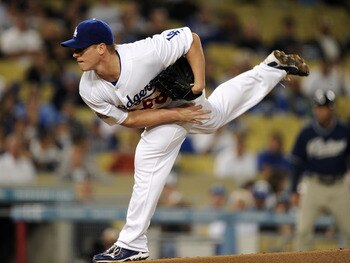 LOS ANGELES, CA - SEPTEMBER 21:  Chad Billingsley #55 of the Los Angeles Dodgers pitches against the San Diego Padres during the first inning at Dodger Stadium on September 21, 2010 in Los Angeles, California.  (Photo by Harry How/Getty Images)