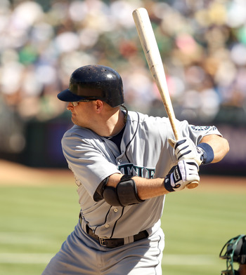 OAKLAND, CA - SEPTEMBER 06:  Russell Branyan #30 of the Seattle Mariners bats against the Oakland Athletics at the Oakland-Alameda County Coliseum on September 6, 2010 in Oakland, California.  (Photo by Ezra Shaw/Getty Images)