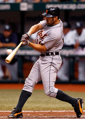 ST. PETERSBURG - JULY 26:  Designated hitter Johnny Damon #18 of the Detroit Tigers fouls off a pitch against the Tampa Bay Rays during the game at Tropicana Field on July 26, 2010 in St. Petersburg, Florida.  (Photo by J. Meric/Getty Images)