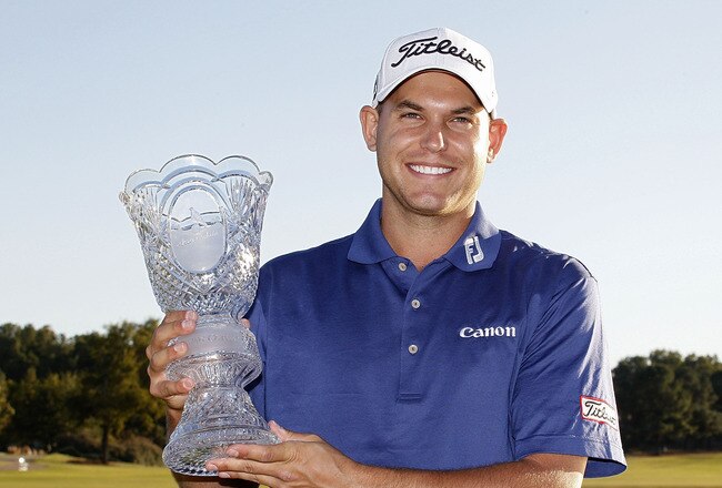 MADISON, MS - OCTOBER 03:  Bill Haas holds the trophy after winning the Viking Classic held at Annandale Golf Club on October 3, 2010 in Madison, Mississippi.  (Photo by Michael Cohen/Getty Images)
