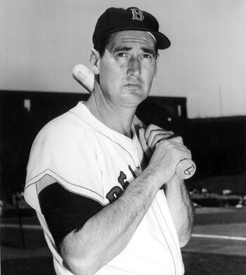 BOSTON - AUGUST 22, 1958:  (FILE PHOTO) Baseball legend Ted Williams (1919 - 2002) of the Boston Red Sox holds a baseball bat at Shriner's Day in Fenway Park August 22, 1958 in Boston, Massachusetts. The 83-year-old Williams, who was the last major league