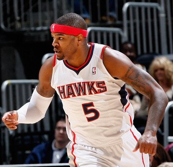 ATLANTA, GA - DECEMBER 11:  Josh Smith #5 of the Atlanta Hawks against the Indiana Pacers at Philips Arena on December 11, 2010 in Atlanta, Georgia.  NOTE TO USER: User expressly acknowledges and agrees that, by downloading and/or using this Photograph, u
