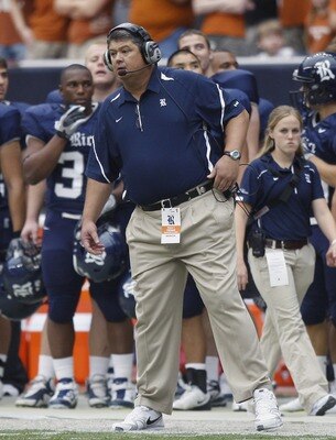 HOUSTON - SEPTEMBER 04:  Head coach David Bailiff of the Rice Owls during game action against the Texas Longhorns at Reliant Stadium on September 4, 2010 in Houston, Texas. Texas won 34-17.  (Photo by Bob Levey/Getty Images)