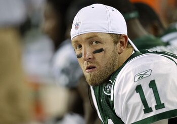 PHILADELPHIA - SEPTEMBER 02: Kellen Clemens #11 of the New York Jets during a preseason game against the Philadelphia Eagles at Lincoln Financial Field on September 2, 2010 in Philadelphia, Pennsylvania. (Photo by Jeff Zelevansky/Getty Images)