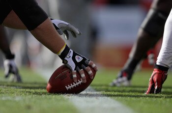 DENVER - NOVEMBER 14:  Detail of the ball as the Kansas City Chiefs warm up prior to facing the Denver Broncos at INVESCO Field at Mile High on November 14, 2010 in Denver, Colorado. The Broncos defeated the Chiefs 49-29.  (Photo by Doug Pensinger/Getty I