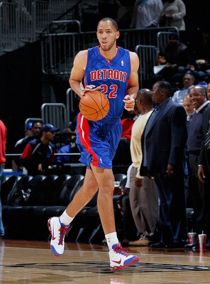 ATLANTA - NOVEMBER 03:  Tayshaun Prince #22 of the Detroit Pistons against the Atlanta Hawks at Philips Arena on November 3, 2010 in Atlanta, Georgia.  NOTE TO USER: User expressly acknowledges and agrees that, by downloading and/or using this Photograph,