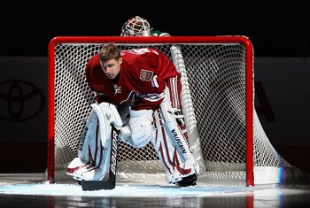 GLENDALE, AZ - JANUARY 22:  Goaltender Ilya Bryzgalov #30 of the Phoenix Coyotes is introduced before the NHL game against the Los Angeles Kings at Jobing.com Arena on January 22, 2011 in Glendale, Arizona.  The Kings defeated the Coyotes 4-3. (Photo by C