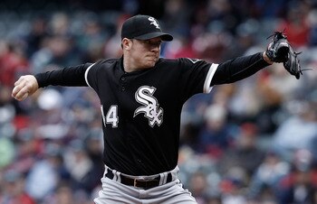 CLEVELAND - APRIL 17:  CLEVELAND, OH- APRIL 17: Jake Peavy #44 of the Chicago White Sox pitches against the Cleveland Indians during the game on April 17, 2010 at Progressive Field in Cleveland, Ohio.  (Photo by Jared Wickerham/Getty Images)