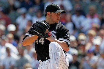CHICAGO - JUNE 25: Starting pitcher Jake Peavy #44 of the Chicago White Sox delivers the ball against the Chicago Cubs at U.S. Cellular Field on June 25, 2010 in Chicago, Illinois. The White Sox defeated the Cubs 6-0. (Photo by Jonathan Daniel/Getty Image