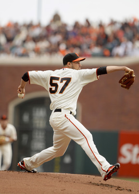 SAN FRANCISCO - OCTOBER 03:  Jonathan Sanchez #57 of the San Francisco Giants pitches against the San Diego Padres at AT&T Park on October 3, 2010 in San Francisco, California.  (Photo by Ezra Shaw/Getty Images)