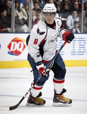 TORONTO, CANADA - JANUARY 22:  Alex Ovechkin #8 of the Washington Capitals skates up the ice during game action at the Air Canada Centre against the Toronto Maple Leafs January 22, 2011 in Toronto, Ontario, Canada. (Photo by Abelimages/Getty Images)