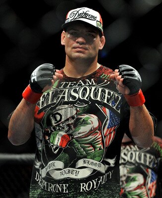 LOS ANGELES, CA - OCTOBER 24:  UFC fighter Cain Velasquez poses after his victory over UFC fighter Ben Rothwell (not pictured) in their Heavyweight bout at UFC 104: Machida vs. Shogun at Staples Center on October 24, 2009 in Los Angeles, California.  Vela