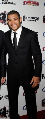 LAS VEGAS, NV - DECEMBER 01:  Mixed martial artist Jose Aldo (R) and his manager Ed Soares arrive at the third annual Fighters Only World Mixed Martial Arts Awards 2010 at the Palms Casino Resort December 1, 2010 in Las Vegas, Nevada.  (Photo by Ethan Mil