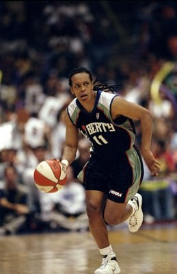 19 Jun 1998:  Theresa Weatherspoon #11 of the New York Liberty dribbles the ball during a game against the Los Angeles Sparks at the Great Western Forum in Inglewood, California. The Sparks defeated the Liberty  78-75. Mandatory Credit: Ezra C. Shaw  /All