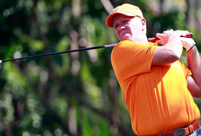 HONOLULU, HI - JANUARY 14:  John Daly hits a shot during the first round of the Sony Open at Waialae Country Club on January 14, 2011 in Honolulu, Hawaii.  (Photo by Sam Greenwood/Getty Images)