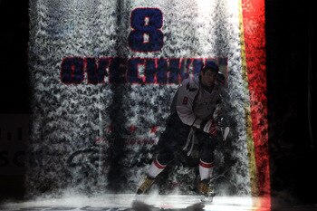 RALEIGH, NC - JANUARY 29:  Alexander Ovechkin #8 of the Washington Capitals is introduced during the Honda NHL SuperSkills competition part of 2011 NHL All-Star Weekend at the RBC Center on January 29, 2011 in Raleigh, North Carolina.  (Photo by Harry How