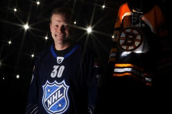 RALEIGH, NC - JANUARY 30:  (EDITORS NOTE: A special effects camera filter was used for this image.) Tim Thomas #30 of the Boston Bruins for Team Lidstrom poses for a portrait before the 58th NHL All-Star Game at RBC Center on January 30, 2011 in Raleigh, 