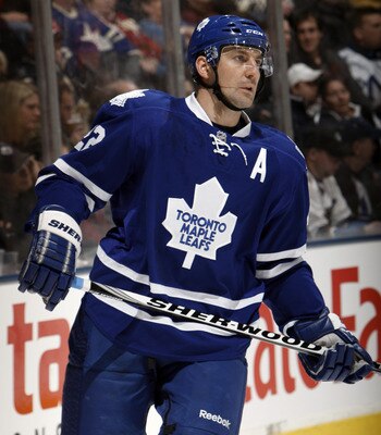 TORONTO, CANADA - JANUARY 22:  Francois Beauchemin #22 of the Toronto Maple Leafs skates up the ice during game action at the Air Canada Centre against the Washington Capitals January 22, 2011 in Toronto, Ontario, Canada. (Photo by Abelimages/Getty Images