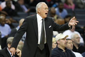 CHARLOTTE, NC - JANUARY 12:  Head coach Larry Brown of the Charlotte Bobcats reacts to a play against the Houston Rockets at Time Warner Cable Arena on January 12, 2010 in Charlotte, North Carolina.  NOTE TO USER: User expressly acknowledges and agrees th