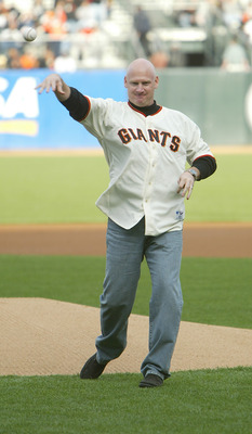 SAN FRANCISCO - APRIL 13:  Former San Francisco Giants great Matt Williams throws out the first pitch during the game against the Milwaukee Brewers on April 13, 2004 at SBC Park in San Francsico, California The Giants won 4-2.  (Photo by Justin Sullivan/G