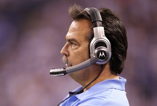 INDIANAPOLIS - JANUARY 02:  Jeff Fisher the Head Coach of the Tennessee Titans watches play during NFL game against the Indianapolis Colts at Lucas Oil Stadium on January 2, 2011 in Indianapolis, Indiana.  (Photo by Andy Lyons/Getty Images)
