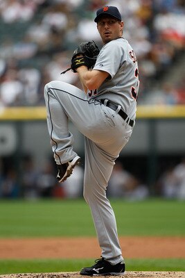 CHICAGO - JUNE 10: Starting pitcher Max Scherzer #37 of the Detriot Tigers pitches against the Chicago White Sox at U.S. Cellular Field on June 10, 2010 in Chicago, Illinois. The White Sox defeated the Tigers 3-0. (Photo by Jonathan Daniel/Getty Images)
