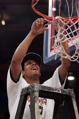 NEW YORK - MARCH 15:  Ronald Ramon #4 of the Pittsburgh Panthers cuts down the net after the Panthers defeated the Georgetown Hoyas during the final of the 2008 Big East Men's Basketball Championship at Madison Square Garden on March 15, 2008 in New York