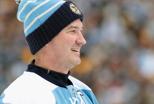 PITTSBURGH, PA - DECEMBER 31:  Mario Lemieux #66 of the Pittsburgh Penguins skates onto the ice during the 2011 NHL Winter Classic Alumni Game against the Washington Capitals on December 31, 2010 at Heinz Field in Pittsburgh, Pennsylvania.  (Photo by Jami