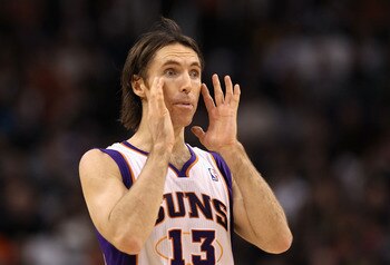 PHOENIX, AZ - JANUARY 28:  Steve Nash #13 of the Phoenix Suns during the NBA game against the Boston Celtics at US Airways Center on January 28, 2011 in Phoenix, Arizona. The Suns defeated the Celtics 88-71. NOTE TO USER: User expressly acknowledges and a