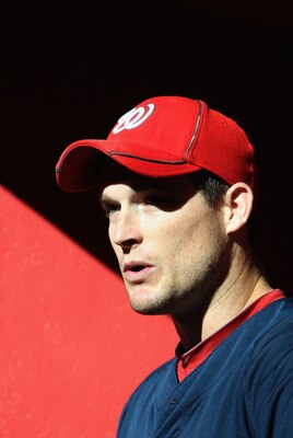 PHOENIX - AUGUST 04:  Josh Willingham #16 of the Washington Nationals sits in the dugout before the Major League Baseball game against the Arizona Diamondbacks at Chase Field on August 4, 2010 in Phoenix, Arizona.  (Photo by Christian Petersen/Getty Image