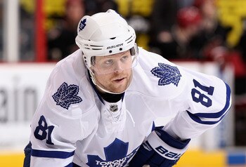 GLENDALE, AZ - JANUARY 13:  Phil Kessel #81 of the Toronto Maple Leafs in action during the NHL game against the Phoenix Coyotes at Jobing.com Arena on January 13, 2011 in Glendale, Arizona. The Coyotes defeated the Maple Leafs 5-1.  (Photo by Christian P