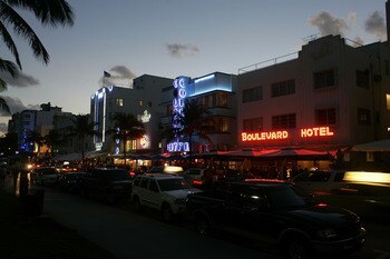 MIAMI BEACH, FL - JANUARY 26:  Art Deco buildings grace the famous Ocean Drive that many Super Bowl XLI tourists will be visiting, as seen January 26, 2007 in Miami Beach, Florida. Local businesses are hoping to cash in as the city of Miami prepares to ho