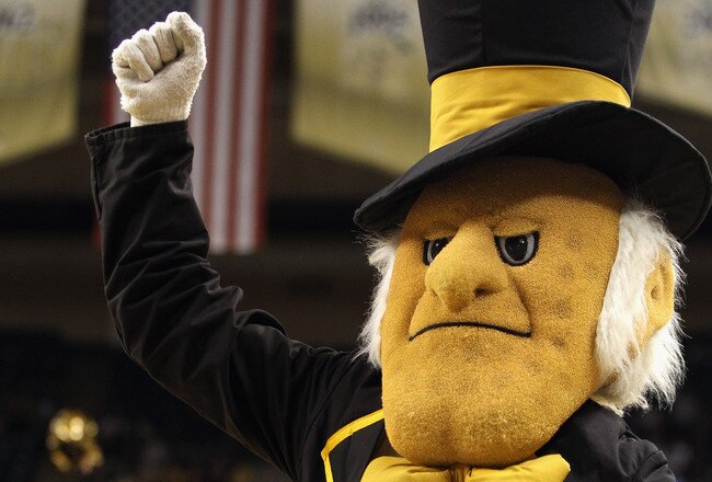 WINSTON SALEM, NC - JANUARY 22:  A general view of the mascot of the Wake Forest Demon Deacons during their game against the Duke Blue Devils at Lawrence Joel Coliseum on January 22, 2011 in Winston Salem, North Carolina.  (Photo by Streeter Lecka/Getty I
