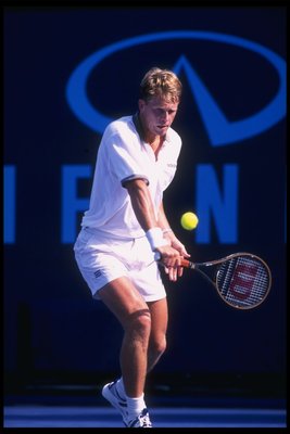2 Aug 1996:  Stefan Edberg hits the ball during the Infiniti Open in Westwood, California. Mandatory Credit: J.D. Cuban  /Allsport