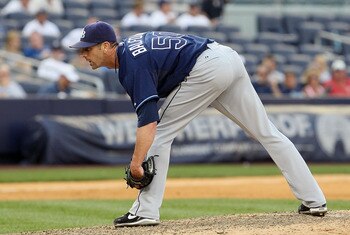 NEW YORK - JULY 17:  Grant Balfour #50 of the Tampa Bay Rays delivers a pitch against the New York Yankees on July 17, 2010 at Yankee Stadium in the Bronx borough of New York City. The Rays defeated the Yankees 10-5.  (Photo by Jim McIsaac/Getty Images)