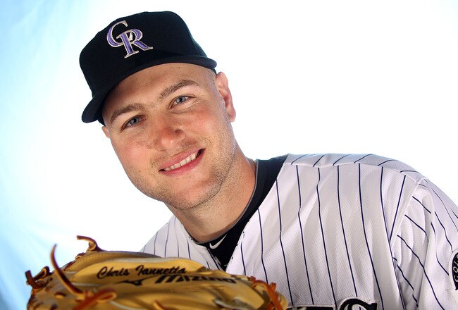 TUCSON, AZ - FEBRUARY 28:  Chris Iannetta of the Colorado Rockies poses for a photo during Spring Training Media Photo Day at Hi Corbett Field on February 28, 2010 in Tucson, Arizona.  (Photo by Ronald Martinez/Getty Images)