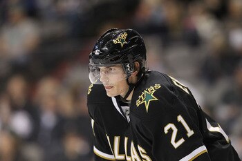 DALLAS, TX - FEBRUARY 13:  Left wing Loui Eriksson #21 of the Dallas Stars at American Airlines Center on February 13, 2011 in Dallas, Texas.  (Photo by Ronald Martinez/Getty Images)