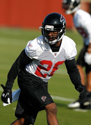 FLOWERY BRANCH, GA - JULY 30:  Erik Coleman #26 of the Atlanta Falcons runs drills during opening day of training camp on July 30, 2010 at the Falcons Training Complex in Flowery Branch, Georgia.  (Photo by Kevin C. Cox/Getty Images)