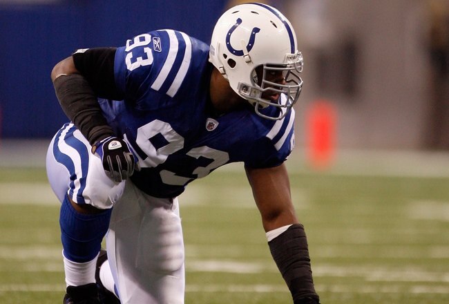 INDIANAPOLIS - NOVEMBER 16:  Dwight Freeney #93 of the Indianapolis Colts gets set against the Houston Texans during the game at Lucas Oil Stadium on November 17, 2008 in Indianapolis, Indiana.  (Photo by Harry How/Getty Images)