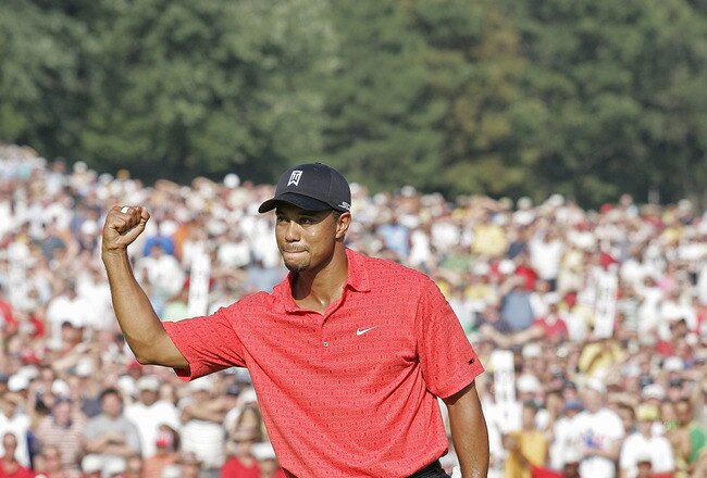UNITED STATES - AUGUST 06:  Tiger Woods wins his 50th PGA TOUR event during the fourth and final round of the Buick Open at Warwick Hills Golf and Country Club in Grand Blanc, Michigan on August 6, 2006.  (Photo by Michael Cohen/Getty Images)