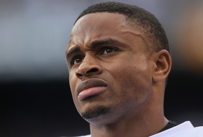 SAN DIEGO - DECEMBER 05:  Nnamdi Asomugha #21 the Oakland Raiders looks on from the sideline against the San Diego Chargers at Qualcomm Stadium on December 5, 2010 in San Diego, California. The Raiders defeated the Chargers 28-13.  (Photo by Jeff Gross/Ge