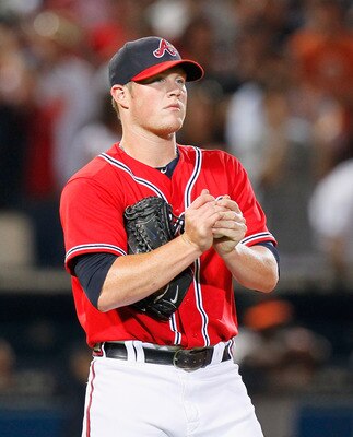 ATLANTA - OCTOBER 10:  Pitcher Craig Kimbrel #46 of the Atlanta Braves against the San Francisco Giants during Game Three of the NLDS of the 2010 MLB Playoffs at Turner Field on October 10, 2010 in Atlanta, Georgia.  (Photo by Kevin C. Cox/Getty Images)