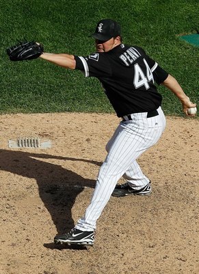 CHICAGO - JUNE 25: Starting pitcher Jake Peavy #44 of the Chicago White Sox delivers the ball against the Chicago Cubs at U.S. Cellular Field on June 25, 2010 in Chicago, Illinois. The White Sox defeated the Cubs 6-0. (Photo by Jonathan Daniel/Getty Image