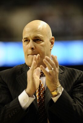 GREENSBORO, NC - MARCH 12:  Seth Greenberg, head coach of the Virginia Tech Hokies walks the sidelines against the University of Miami Hurricanes in their quarterfinal game in the 2010 ACC Men's Basketball Tournament at the Greensboro Coliseum on March 12