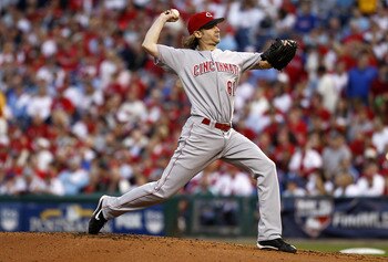 PHILADELPHIA - OCTOBER 08:  Bronson Arroyo #61 of the Cincinnati Reds pitches in Game 2 of the NLDS against the Philadelphia Phillies at Citizens Bank Park on October 8, 2010 in Philadelphia, Pennsylvania.  (Photo by Jeff Zelevansky/Getty Images)